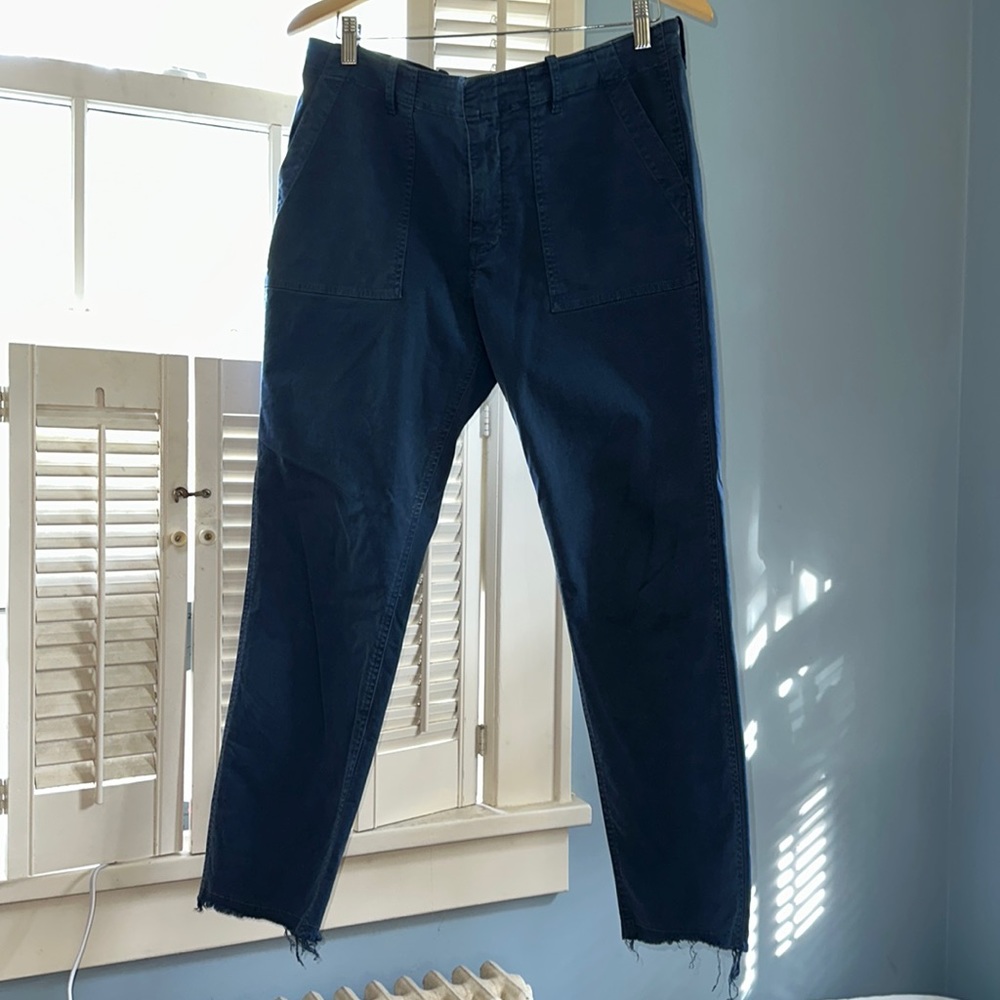 Nili Lotan blue trousers w raw hem